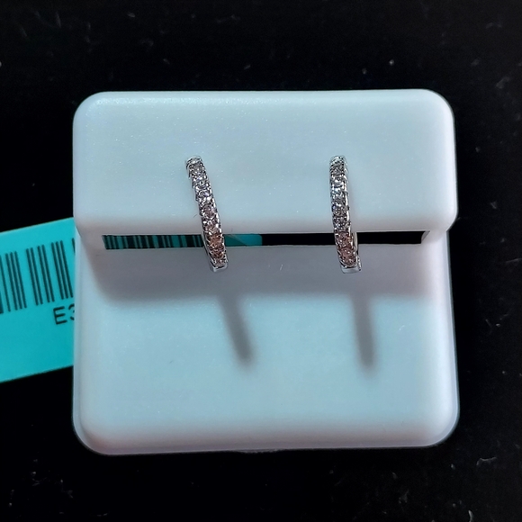 Jewelry - Ss Moissanite Elegant Silver Crystal Hoop Earrings #33